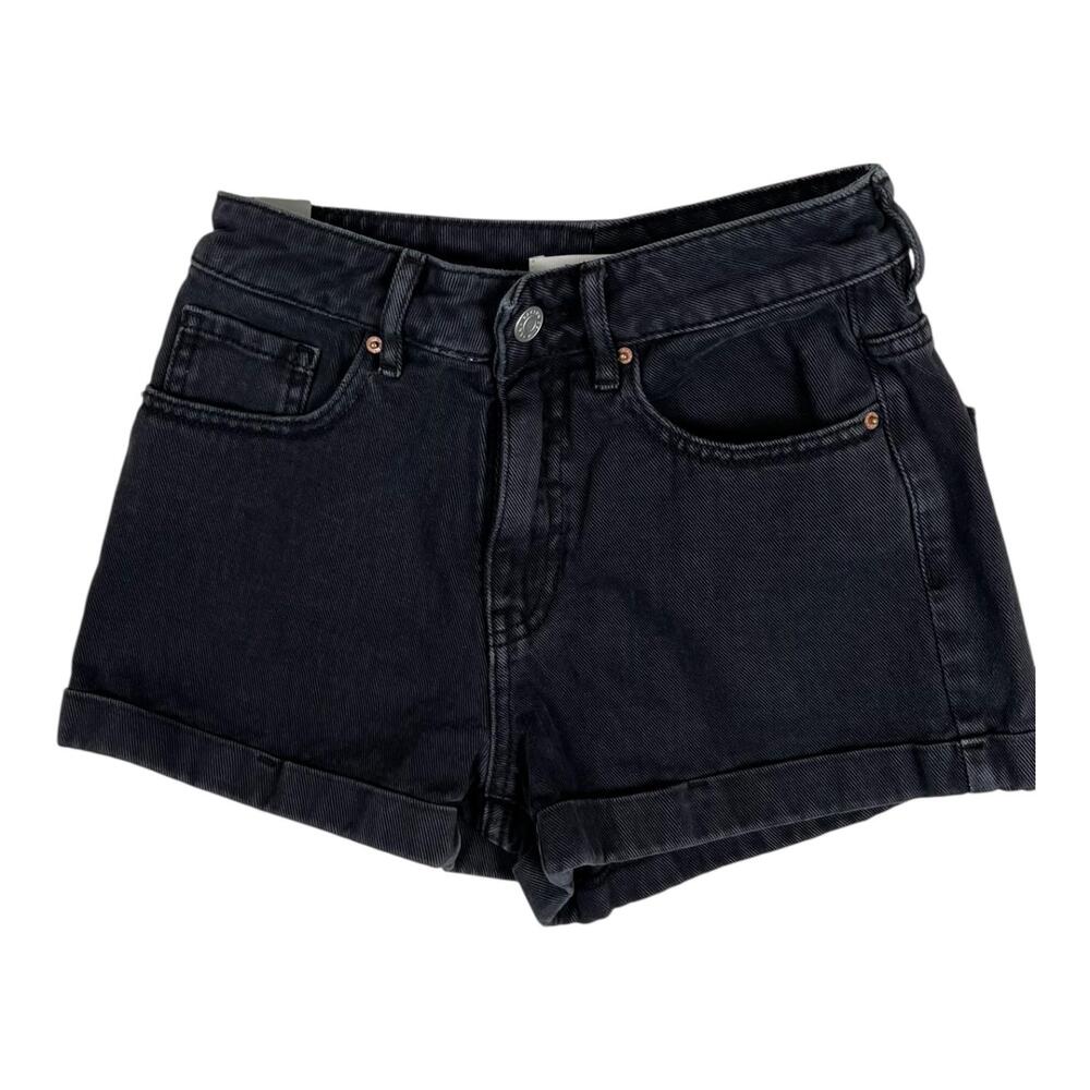 PacSun Denim Jean Shorts Womens 23 Black Mom Short High Rise Cuffed Casual